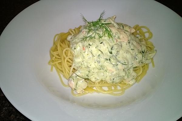 Salmon Spaghetti with Lemon Sauce