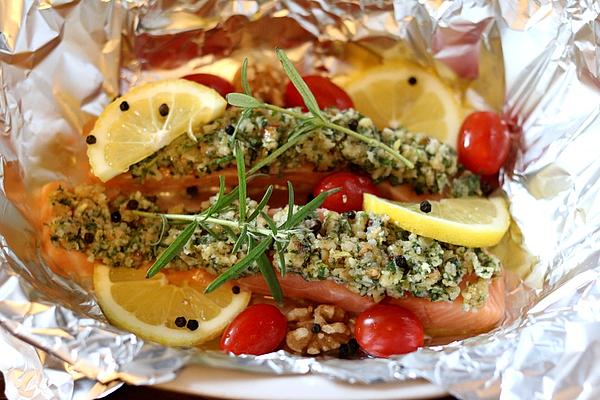 Salmon with Herb and Nut Crust