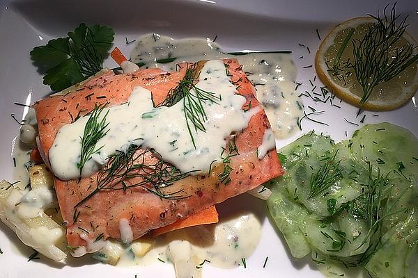Salmon with Honey – Mustard – Marinade from Oven