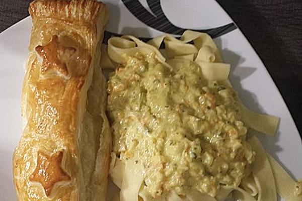 Salmon with Spring Vegetables in Puff Pastry Coating