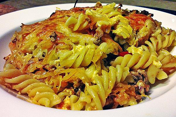 Sauerkraut Casserole with Pasta and Minced Meat