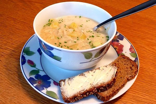 Sauerkraut Soup with Mashed Potatoes Bohemian Style