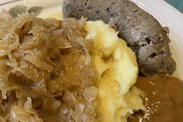 Sauerkraut with Blood and Liver Sausage