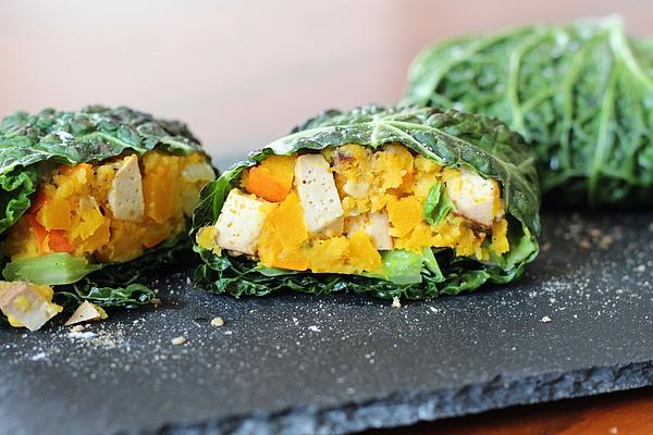 Savoy Cabbage Rolls with Pumpkin and Tofu Filling