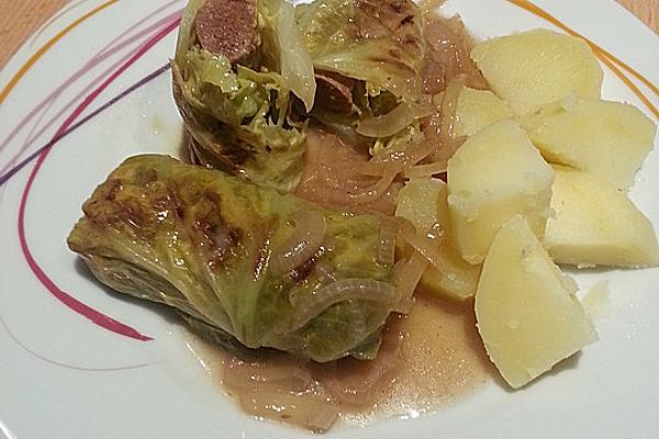 Savoy Cabbage Rolls with Sausage Filling