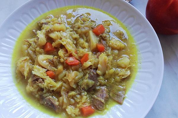 Savoy Cabbage Stew with Pork and Apples