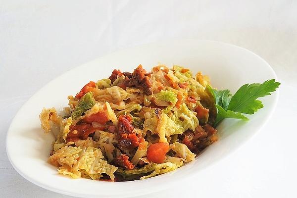 Savoy Cabbage with Dried Tomatoes