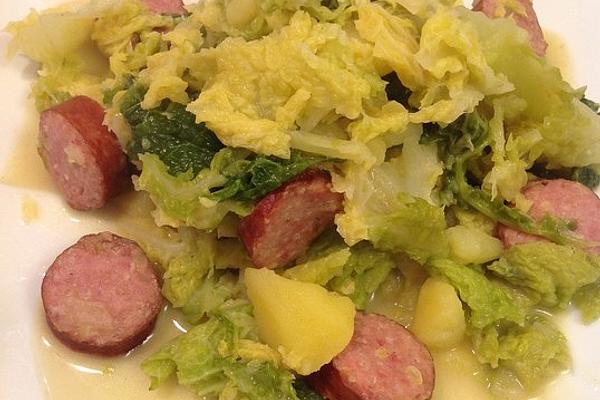 Savoy Cabbage with Sausages