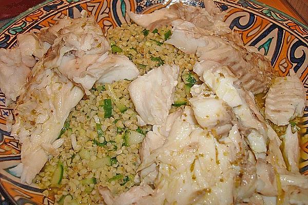 Sea Bass with Olive – Almond – Couscous