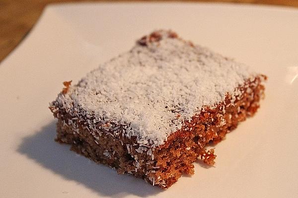 Sheet Chocolate Cake with Coffee Topping and Desiccated Coconut