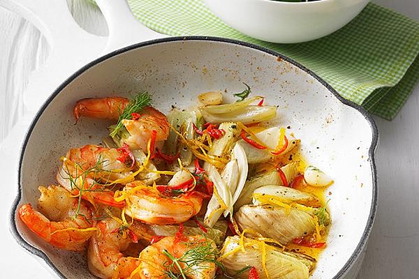 Shrimp and Fennel Pan with Buttermilk Salad