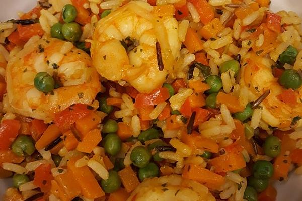Shrimp, Vegetable and Rice Pan
