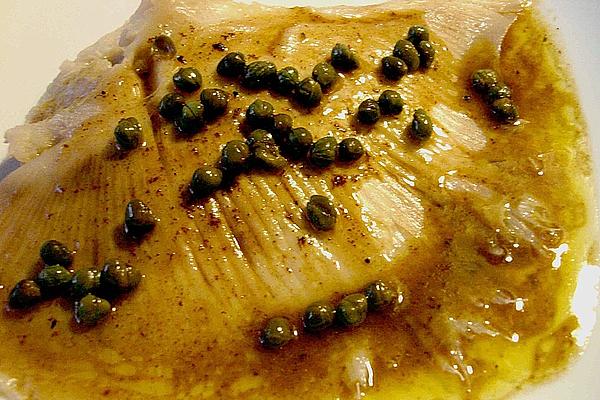 Skate Wings with Dark Butter Sauce and Capers