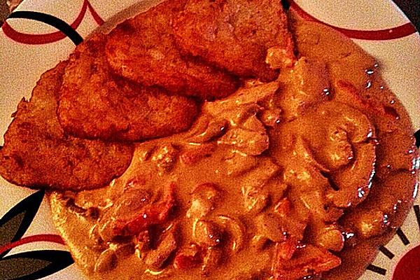 Sliced ​​meat in Creamy Cheese Sauce