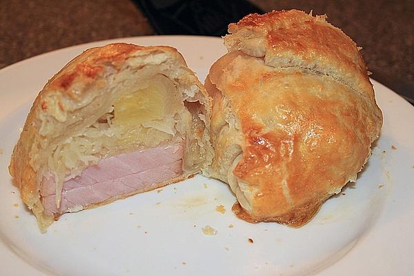 Smoked Pork in Puff Pastry with Sauerkraut and Pineapple