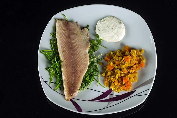 Smoked Trout Fillet with Horseradish and Red Lentils