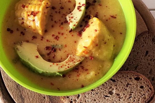 South American Creamy Corn Soup with Avocado