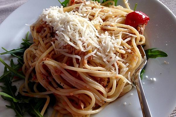 Spaghetti Aglio E Olio with Tuna and Serrano Ham