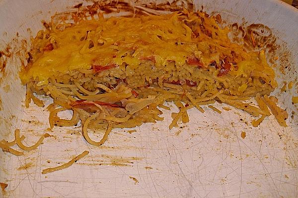 Spaghetti Casserole with Black Forest Ham and Garlic