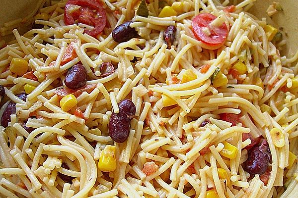 Spaghetti Salad with Red Beans and Corn