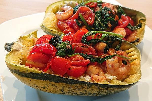 Spaghetti Squash with Chili Shrimp