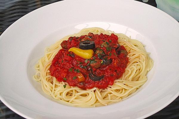 Spaghetti with Anchovies – Capers – Sugo