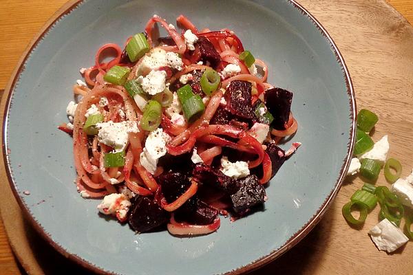 Spaghetti with Beetroot and Feta
