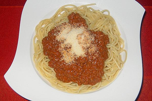 Spaghetti with Cream – Tomato Paste – Minced Meat – Sauce