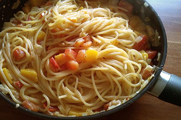 Spaghetti with Peach and Ginger Sauce