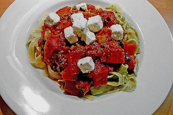 Spaghetti with Sheep Cheese and Olives