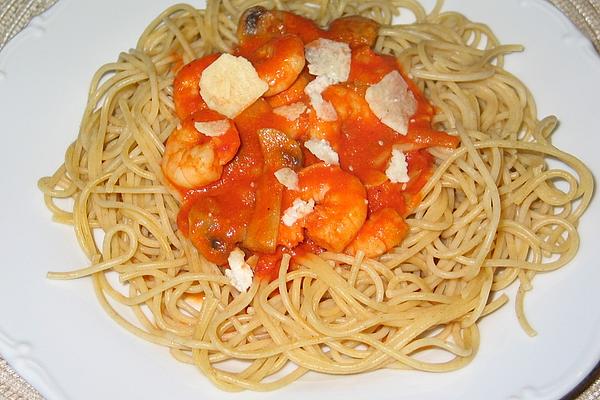 Spaghetti with Shrimp and Mushrooms