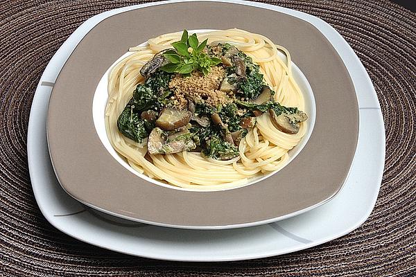 Spaghetti with Spinach and Mushrooms