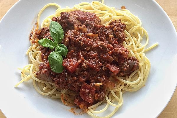 Spaghetti with Tomato Liver À La Gabi