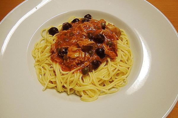 Spaghetti with Tuna, Capers and Olives