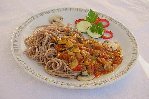 Spaghetti with Zucchini and Mushrooms