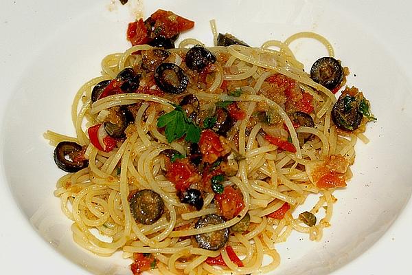 Spaghettini with Olives and Capers
