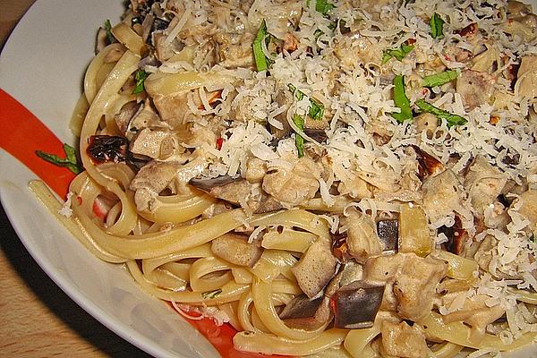 Spaghettini with Sun-dried Tomatoes, Eggplant and Chilli