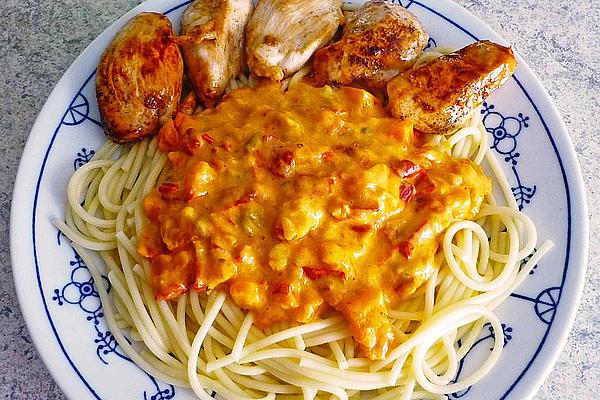 Spaghettini with Vegetable and Mascarpone Sauce