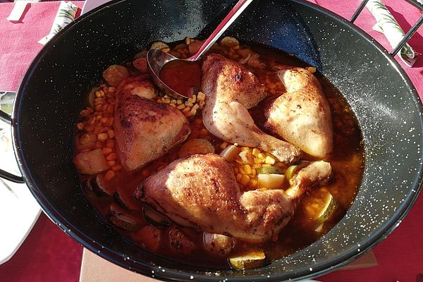 Spanish Pan Fried Chicken with Potatoes and Zucchini