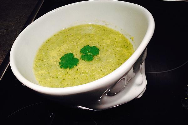 Spicy Broccoli Cream Soup with Parmesan and Olive Oil