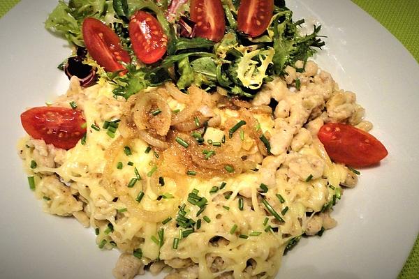 Spicy Cheese Spaetzle with Hazelnuts