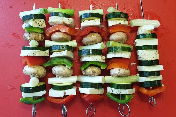 Spicy Vegetable Skewers with Halloumi