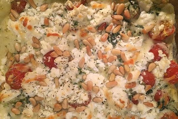 Spinach and Gnocchi Casserole Baked with Feta