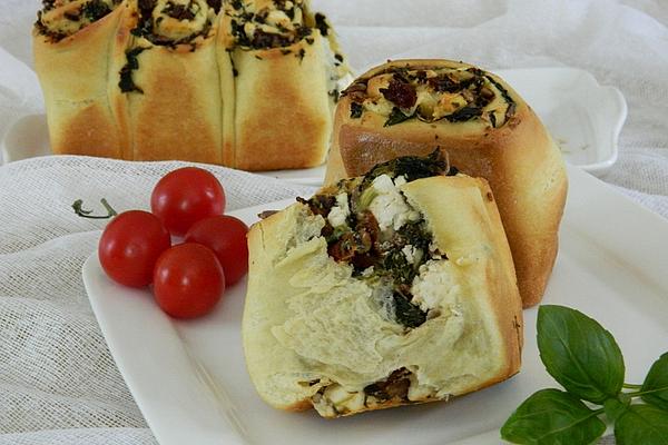 Spinach Cake with Feta Cheese and Tomatoes