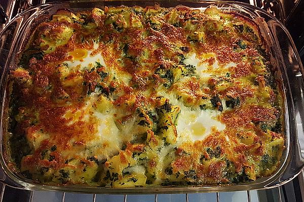 Spinach Casserole with Egg Nests