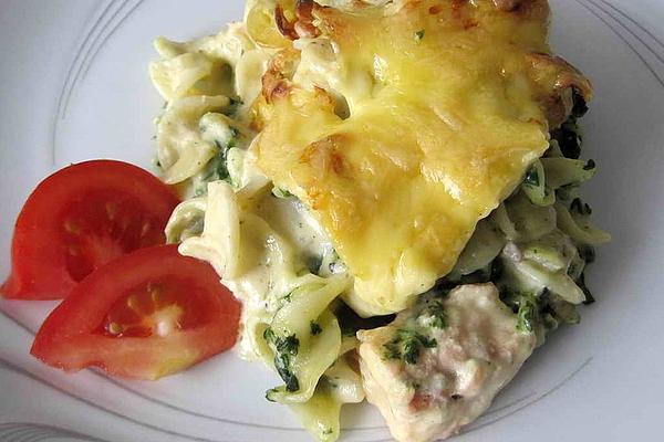 Spinach Casserole with Fish and Pasta