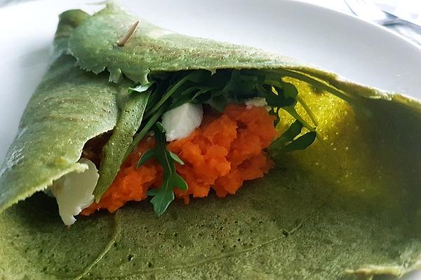 Spinach Crepes with Sweet Potato Filling