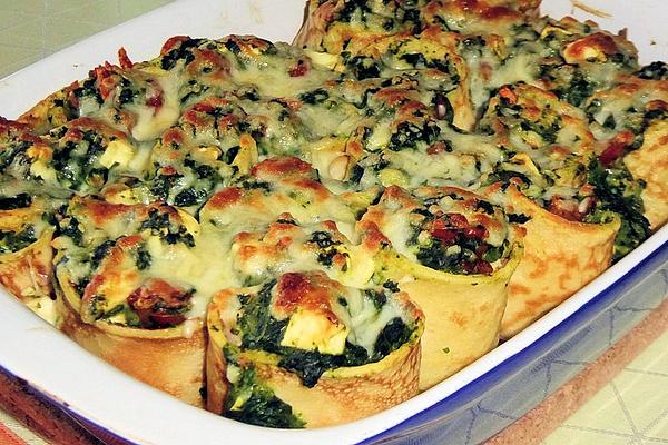 Spinach Crespelle with Ham and Tomatoes