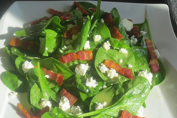 Spinach Salad with Feta and Crispy Bacon