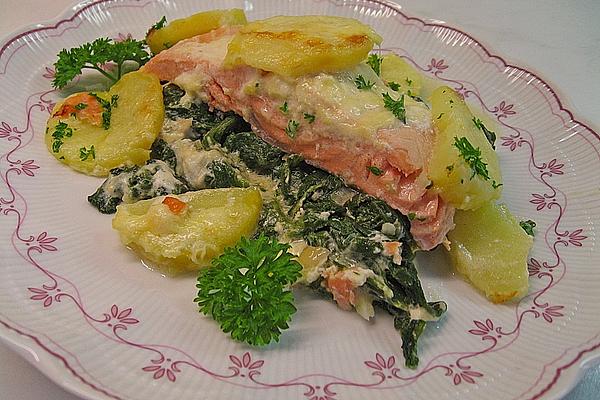 Spinach – Salmon – Potato Casserole